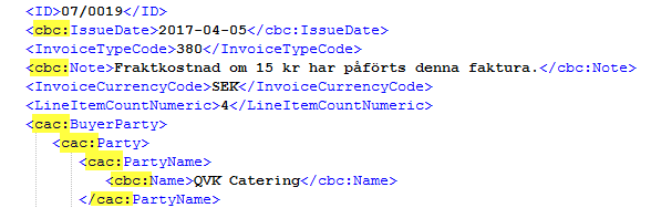 XMLInvoiceNamespaces